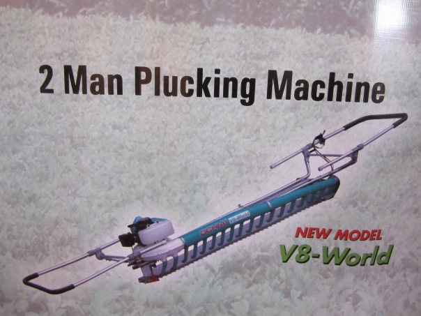 Here is a two person tea plucking machine pic from a catalog.
